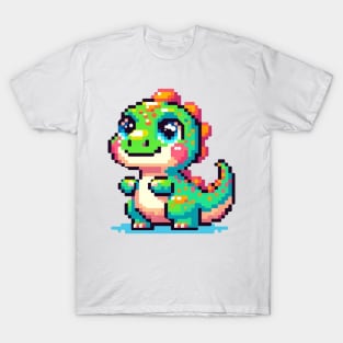 Cute Dinosaur Pixel Art T-Shirt